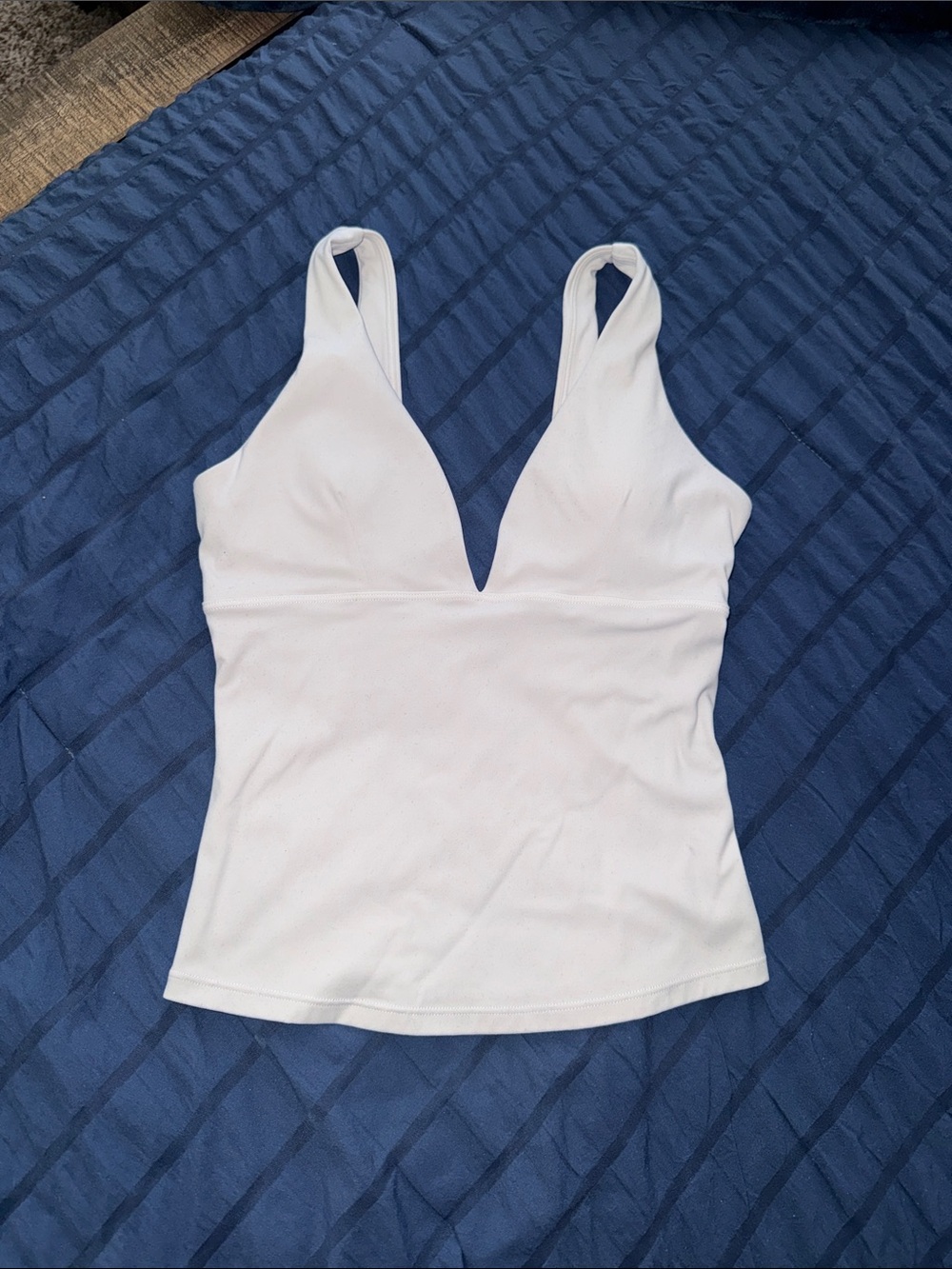 White V-Neck Tank Top with Sculpted Fit